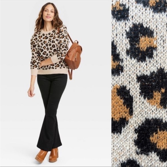 KNOX ROSE Crewneck Sweater in Leopard Print NWT Size Medium - Picture 7 of 7